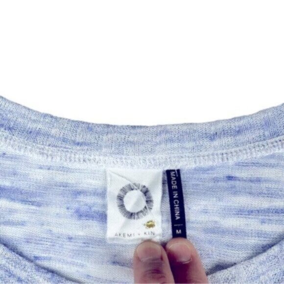 Anthropologie | Akemi + Kin Heather Blue Asymmetrical Thin Sweater Size Medium - Picture 3 of 11